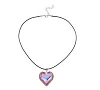 ZZHYGM Girl 925 Sterling Silver For Women, Colorful Big Glass Aesthetic Jewelry, Olivia Necklace Gold Red Heart Gifts