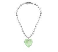 ZZHYGM Girl 925 Sterling Silver For Women, Colorful Big Glass Aesthetic Jewelry, Olivia Necklace Gold Red Heart Gifts
