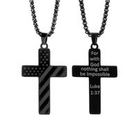 ZZHYGM Girls Accessories American Flag Necklace For Men, Inspirational Bible Verse Hip Hop Lettering Pendant, American Flag Cross Necklace For Men of July Necklace For Birthday