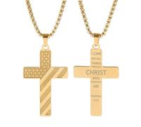 ZZHYGM Girls Accessories American Flag Necklace For Men, Inspirational Bible Verse Hip Hop Lettering Pendant, American Flag Cross Necklace For Men of July Necklace For Birthday