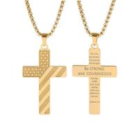 ZZHYGM Girls Accessories American Flag Necklace For Men, Inspirational Bible Verse Hip Hop Lettering Pendant, American Flag Cross Necklace For Men of July Necklace For Birthday