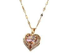 ZZHYGM Girls Accessories Geometric Heart Necklace for Women, Shiny Rhinestone Heart Necklace - Pavement Necklace, Meeting Heart Necklace for Valentine's Birthday