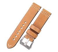 ZZHYGM Handmade watchband 24mm Leather Band Strap 4 Colors Watch Accessories Retro Steel Buckle,