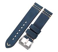 ZZHYGM Handmade watchband 24mm Leather Band Strap 4 Colors Watch Accessories Retro Steel Buckle,