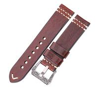 ZZHYGM Handmade watchband 24mm Leather Band Strap 4 Colors Watch Accessories Retro Steel Buckle,