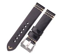 ZZHYGM Handmade watchband 24mm Leather Band Strap 4 Colors Watch Accessories Retro Steel Buckle,