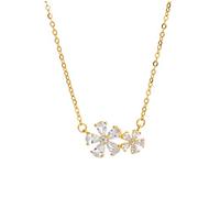 ZZHYGM Necklace Plant Flower Sterling Silver Necklace Golden Pendant Necklaces for Women Birthstone Jewelry Gifts for Party Anniversary Day Birthday Ladies Necklace (A B)