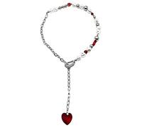 ZZHYGM Necklaces Red Crystal Female Ins Hip-Hop Clavicle Chain Necklace Decoration Birthday Valentine's Day Gift