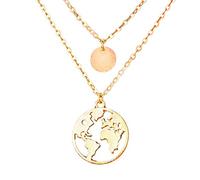ZZHYGM Pendant Elegant Boho Double Layers Women Round Sequins Hollow Earth Necklace Jewelry,Colour: Color :