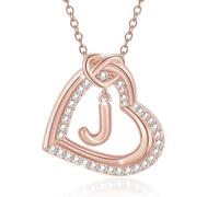 ZZHYGM Personalize Initial Heart Pendant Necklace with Sparkling for Fashionable Women and Couples Casual