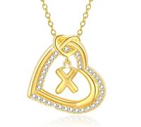 ZZHYGM Personalize Initial Heart Pendant Necklace with Sparkling for Fashionable Women and Couples Casual