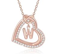 ZZHYGM Personalize Initial Heart Pendant Necklace with Sparkling for Fashionable Women and Couples Casual