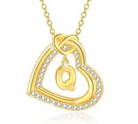 ZZHYGM Personalize Initial Heart Pendant Necklace with Sparkling for Fashionable Women and Couples Casual
