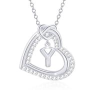ZZHYGM Personalize Initial Heart Pendant Necklace with Sparkling for Fashionable Women and Couples Casual