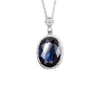 ZZHYGM Solid Silver * 20mm Ruby Sapphire Gemstone Pendant Necklaces for Women Wedding Jewelry Female Gifts