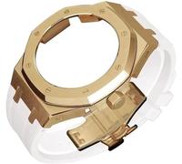 ZZHYGM Ultra-Slim Stainless Steel Band with Fluorine Rubber Watch Strap for GA2100/2110 Metal Case - Slim and Secure Fit