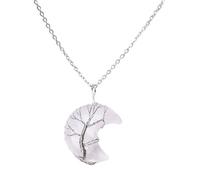 ZZHYGM Wire Wrap Moon Pendant Necklace Crystal Stone Resin Pendant Necklaces for Women Men Collarbone Cha
