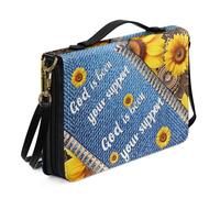 ZZHYTANG Bolsa Portátil for Libros - Bolsa Cruzada for Libros con Correa Ajustable Y Cierre Completo con Cremallera, Ideal for La Iglesia, Club De Lectura Y Desplazamientos Diarios(Pattern E,30.5CM)