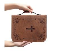 ZZHYTANG Funda for Biblia for Mujer, Estuche portátil de Cuero PU de Primera Calidad con Asa, Bolsillo con Cremallera, tamaño estándar Accesorios for la Biblia, for Iglesia/Devoción/Estudio(E,11.2in)