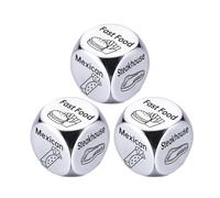 ZZHYTANG Pack de 3 Dados de Decisión de Comida de Acero Inoxidable, Juego de Elección for Parejas, Regalo Divertido for Citas