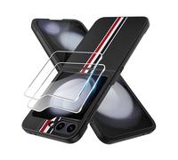 zZjoOoj [ 3 en 1 High Protection for Samsung Galaxy Z Flip 6/ Galaxy Z Flip 7 FE 2025 Funda, PC Shell Protective Carcasa with 2 Pieces Front Tempered Glass Screen Protector - Anti Scratch