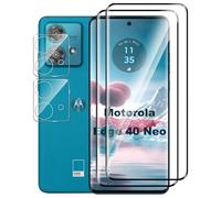 zZjoOoj 4 Piezas Protector de pantalla para Motorola Edge 40 Neo, 2 Piezas de pantalla de vidrio templado+2 Piezas de Protector de Lente de Cámara,Sin Burbujas