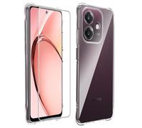 zZjoOoj Funda Compatible con OPPO A40 /A40M / A60 5G Funda + [1 Pieza] Protector de Pantalla de Vidrio Templado, Silicona de TPU (Transparente)