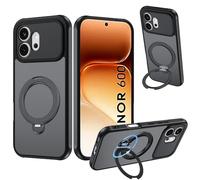 zZjoOoj Funda Magnética para Honor 600 5G, con 360° Rotación Soporte, [Protección Total de La Cámara] Carcasa Fondo Mate Translúcido,Negro