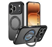 zZjoOoj Funda Magnética para Honor 600 Pro 5G, con 360° Rotación Soporte, [Protección Total de La Cámara] Carcasa Fondo Mate Translúcido,Negro