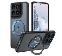 zZjoOoj Funda Magnética para Motorola Moto Edge 70 Fusion/ 70 Fusion+, con 360° Rotación Soporte, [Protección Total de La Cámara] Carcasa Fondo Mate Translúcido,Negro
