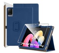 zZjoOoj Funda para Tablet TCL Tab 10L Gen 4 10.1 Pulgadas con 1 Pieza de Película de Vidrio Templado, Ultradelgada, Funda de Cuero PU Premium con Función de Soporte Vertical, Azul Oscuro