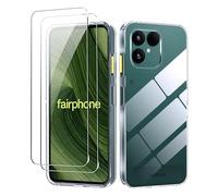 zZjoOoj Funda Silicona para FairPhone 6 + 2 Vidrio Templado Protector de Pantalla, Funda de Silicona TPU Flexible, Antigolpes Carcasa,Antiarañazos (Transparente)