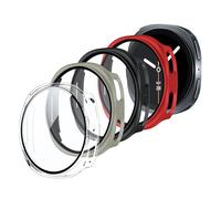 zZjoOoj Juego de 4 fundas para Samsung Galaxy Watch 8 de 44 mm de material duro de policarbonato con diseño calado y superficie resistente a los arañazos (luz de estrella, negro, transparente y rojo)