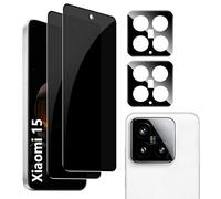 zzjoOoj para Xiaomi 15 antiespía vidrio templado, 2+2 piezas anti-Spy protector de pantalla + cámara lente protectora película (negro), 9H antiarañazos sin burbujas de privacidad protectores de
