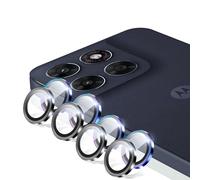 zZjoOoj Protector de cámara para Motorola Moto G67/G77/G87 para cristal templado, cristal templado 9H, cubierta de anillo de metal individual, HD, transparente, 2 unidades (colores y negro)