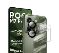 zZjoOoj Protector de cámara para Xiaomi Poco M7 Pro para vidrio templado, dureza 9H, película protectora de cámara individual [2 unidades], antiarañazos, anillo individual de metal, película
