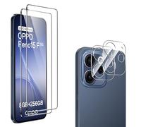 zZjoOoj Protector de pantalla compatible con OPPO Reno 15F/15 F/15 FS para cristal blindado, 2 protectores de pantalla y 2 protectores de cámara, dureza 9H, antiarañazos, sin burbujas
