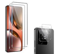 zZjoOoj Protector de pantalla compatible con Realme GT 7/ GT 7T, 2 piezas de cristal de protección y 2 piezas de protector de cámara, dureza 9H, antiarañazos, sin burbujas, HD, transparente, protector