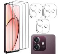 zZjoOoj Protector de Pantalla de Vidrio Templado para OPPO A40 / A40M / A60 5G, pack de 3 Protectores de Pantalla de Vidrio Templado con 3 Protectores de Cámara, HD con dureza 9H