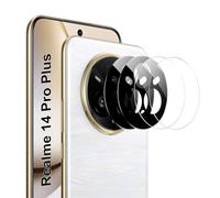 zZjoOoj Protector de pantalla para cámara Realme 14 Pro+/Pro Plus, dureza 9H, lente antiarañazos, película de vidrio templado, protección de cámara sin burbujas, negro, 2 x transparentes, 4 unidades