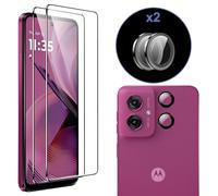 zZjoOoj Protector de pantalla para Motorola Moto G55, paquete de 2 películas de vidrio templado, anillo metálico individual para protección de cámara, protección resistente a los arañazos, protector