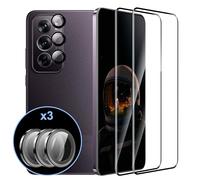 zZjoOoj Protector de pantalla para OPPO Reno 12 Pro, 2 Piezas de pantalla de vidrio templado + 3 Piezas Individuo Metal Protector Cámara,Sin Burbujas