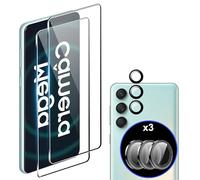 zZjoOoj Protector de pantalla para Samsung Galaxy M55 5G, 2 unidades de cristal blindado + 3 protectores de cámara HD, con dureza 9H