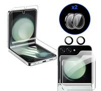 zZjoOoj Protector de Pantalla para Samsung Galaxy Z Flip 6/ Z Flip 7 FE, Pack of 2 9H Hardness External for Tempered Glass + 2 Soft TPU Inner Protective Film + 2 Pieces Camera Protection, HD