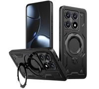 zZjoOoj Soporte Mágico de 360° para Xiaomi 14T Pro Funda for MagSafe, Invisible Stand, Military Standard,Soft TPU + PC Shockproof Mobile Funda,Negro
