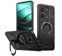 zZjoOoj Soporte mágico de 360° para Xiaomi Redmi Note 14 5G, funda para MagSafe, soporte invisible, estándar militar, TPU suave + PC a prueba de golpes, negro