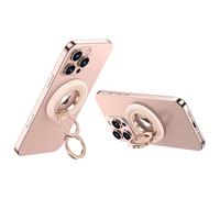 zZjoOoj Soporte magnético para dedo con anillo, giratorio 360°, imán N52 fuerte, se puede utilizar directamente para MagSafe iPhone (12-17) Samsung Galaxy Z Fold 8/8 Ultra & MagSafe, color rosa claro