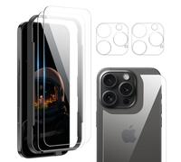 zZjoOoj Vidrio Templado para iPhone 16 Pro, paquete de 2 Protectores de Pantalla Con herramienta de instalación fácil y 2 Películas de Protección de cámara con Película Protectora