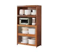 ZZlei2yu-12 Armario de Comedor Consola Aparador de Cocina 4 Niveles con Puerta Cristal y Compartimentos for café té, 80 cm