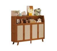 ZZlei2yu-12 Armario de Comedor Consola Aparador de Cocina Estilo Retro for salón, con opción pie o Montaje en Pared, diseño ratán Cuatro Puertas